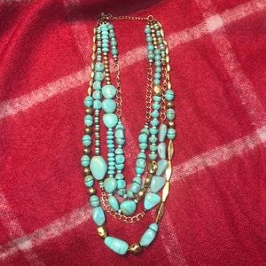 Beaded turquoise necklace/earring set